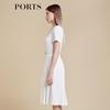 PORTS Women's Solid Short Sleeve V-Neck Belted Midi Dress