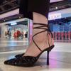 New Black Sequins Pointed Toe Women Pumps Fashion Stiletto High Heels Woman Slingbacks Party Dress Shoes Women Sandalias Female