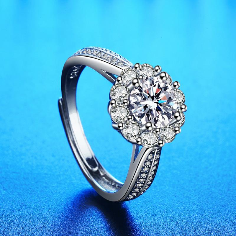 925 Silver Ring Heart AAA Zircon Open Adjustable Engagement For Women Wedding Fashion Jewelry Party Gifts