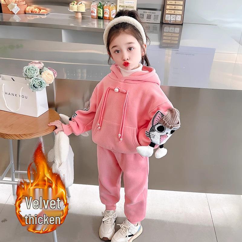 

Модный мультяшный комплект из толстовки и брюк для девочек - Повседневный и спортивный костюм-двойка 130 cm