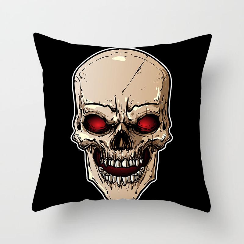 Black Grey Skull Face Living Room Decor Pillowcase Car Halloween Sofa Cushion Cover