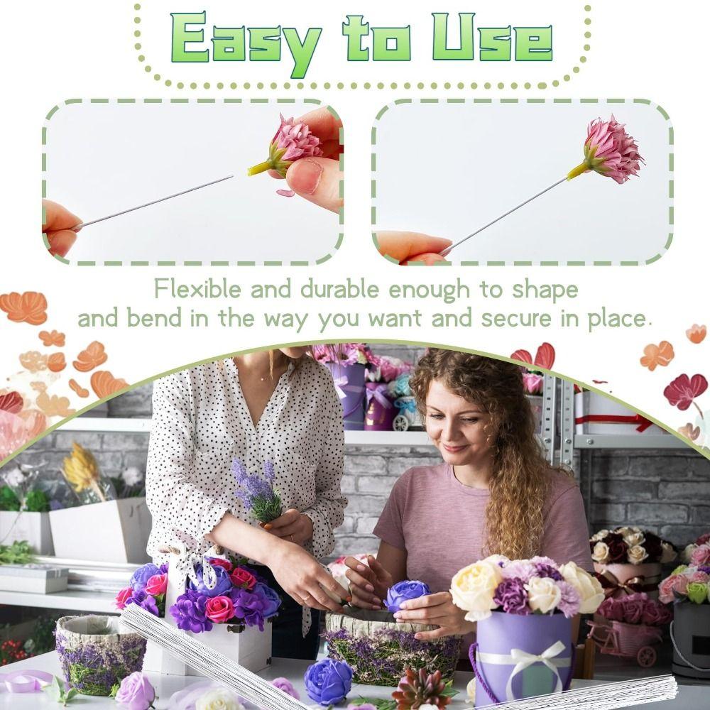 Flexible Iron Floral Wire Stems Paper Covered Wire Stem Accessories for 100Pcs Wedding Decor