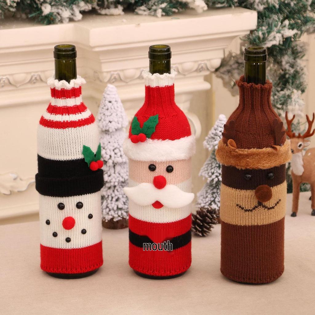 Knitted Wool Wine Bottle Cover for Christmas Decoration In Restaurants and Hotels