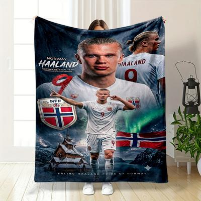 Erling Haaland Norway Football Pride Warm Blanket Flannel Blanket for Bedroom, Living Room, Sofa, and Nap Sofas