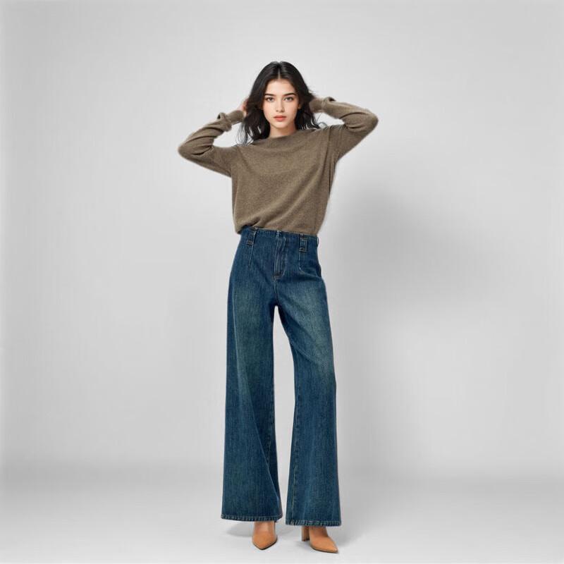 GOELIA Women's Plush-lined Loose Fit Winter Jeans