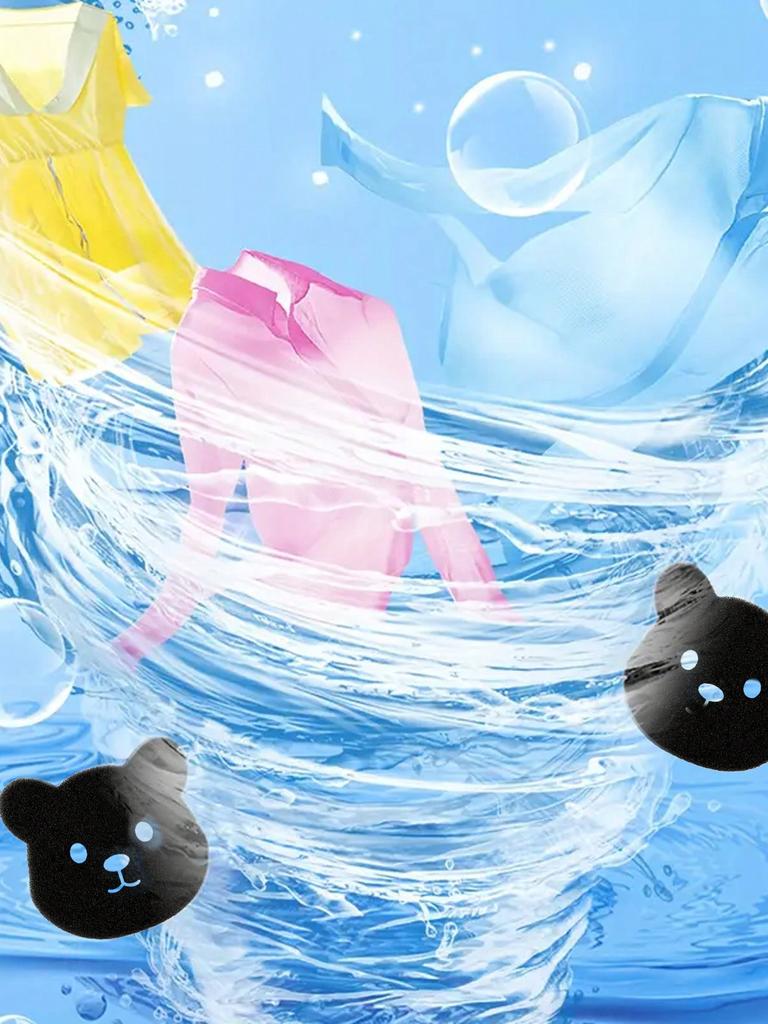 2/4/6/8/12pcs Reusable Pet Hair Remover Laundry Sponges - Bear Shape Effective Anti-Winding Cleaning Tools for Washing Machines