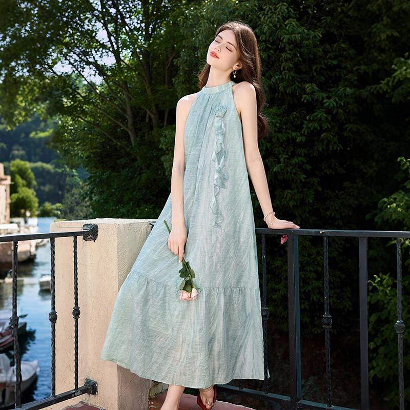 Women's 3D Floral Halter Resort Midi Dress