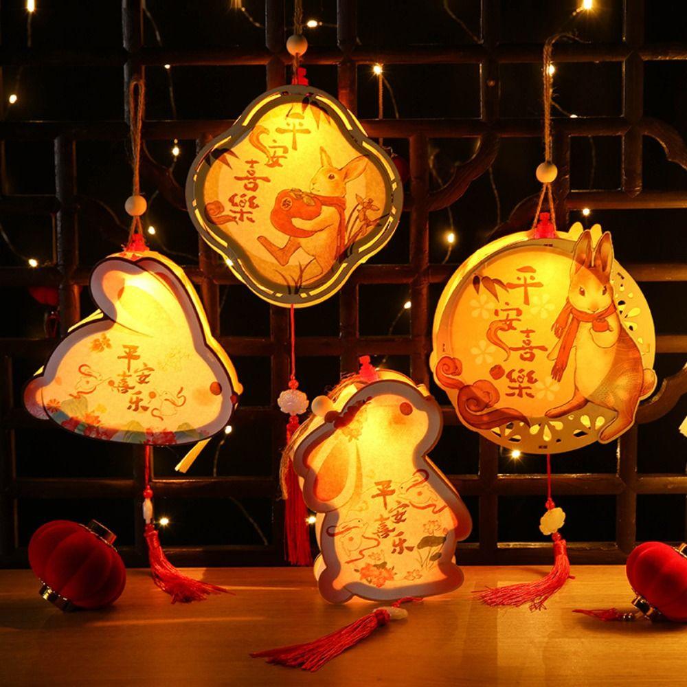 Chinese Style Portable Flower Lantern Rabbit Luminous Toys  Mid-Autumn Festival Gift