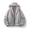 Men's Winter Hooded Bomber Jacket Artificial Fur Lined Quilted Warm Casual Outerwear