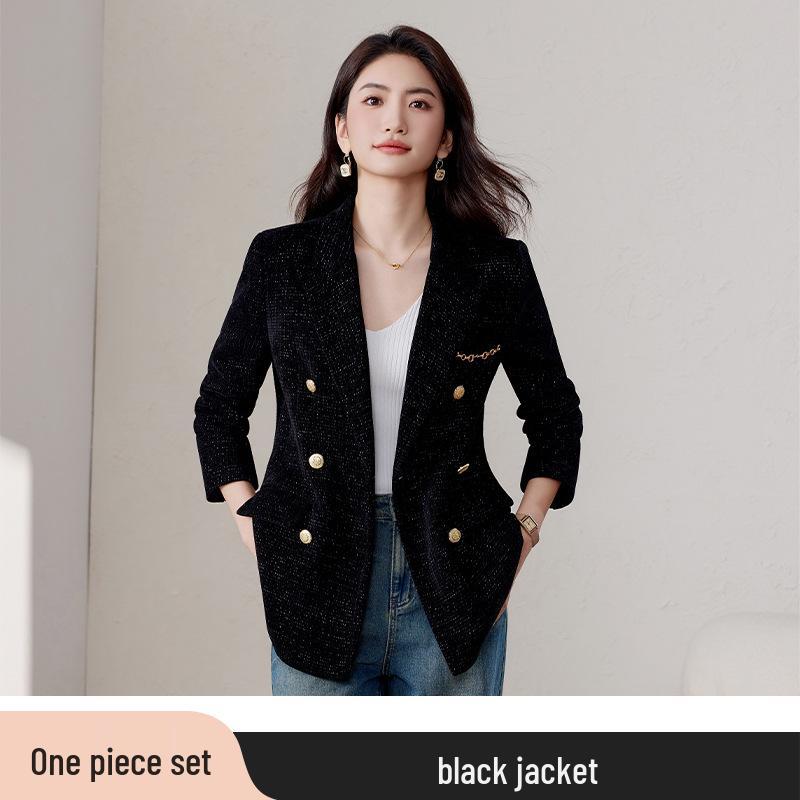 

Женский черный пиджак - Профессиональный, Стильный, Повседневный темперамент для весны и осени S