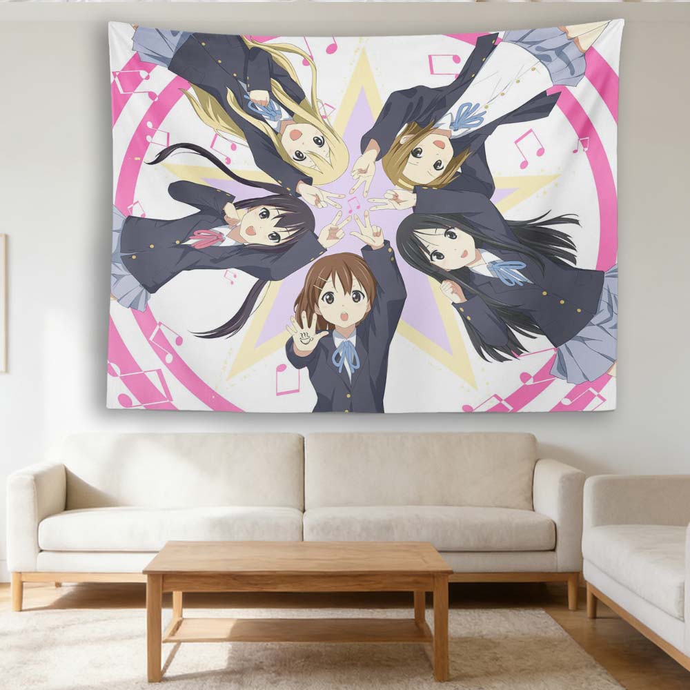 Avanti! Arazzo da Parete di Gruppo Anime, Carina Ragazza Anime Musicale da Appendere alla Parete, Decorazione in Poliestere per Camera da Letto, Dormitorio e Fan di Anime