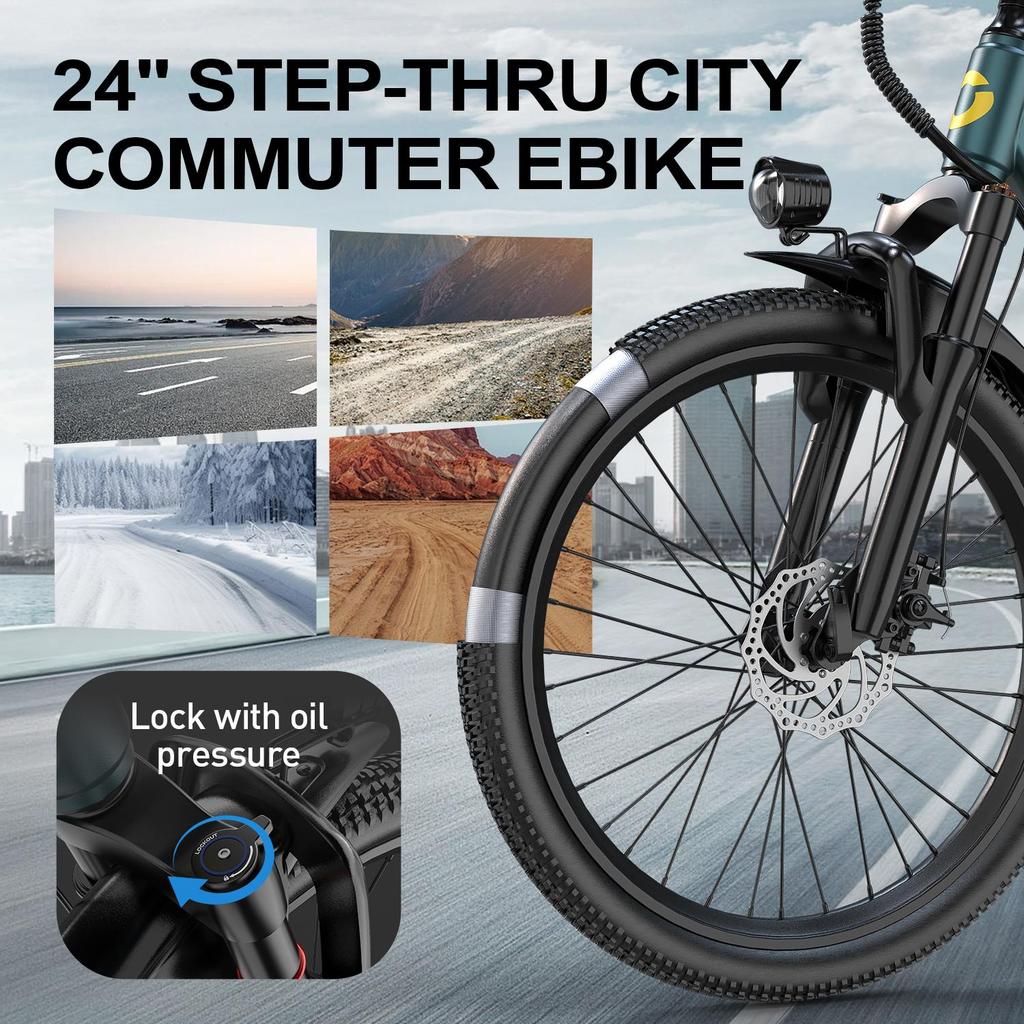 Electric Bike for Adult Aairsk GT300 24inch 36V10AH Battery