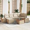 VidaXL 7-piece Garden Sofa Set with Beige Cushions Poly Rattan Acacia 3348127