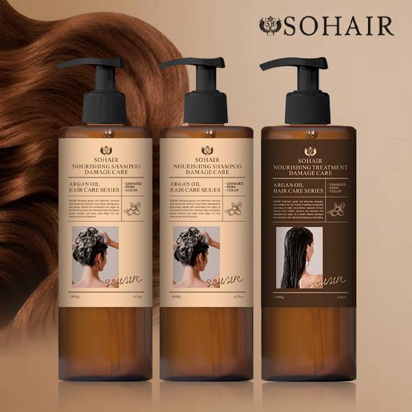 SOHAIR Nourishing Shampoo Damage Care 1000ml x 2 + Treatment 1000ml x 1