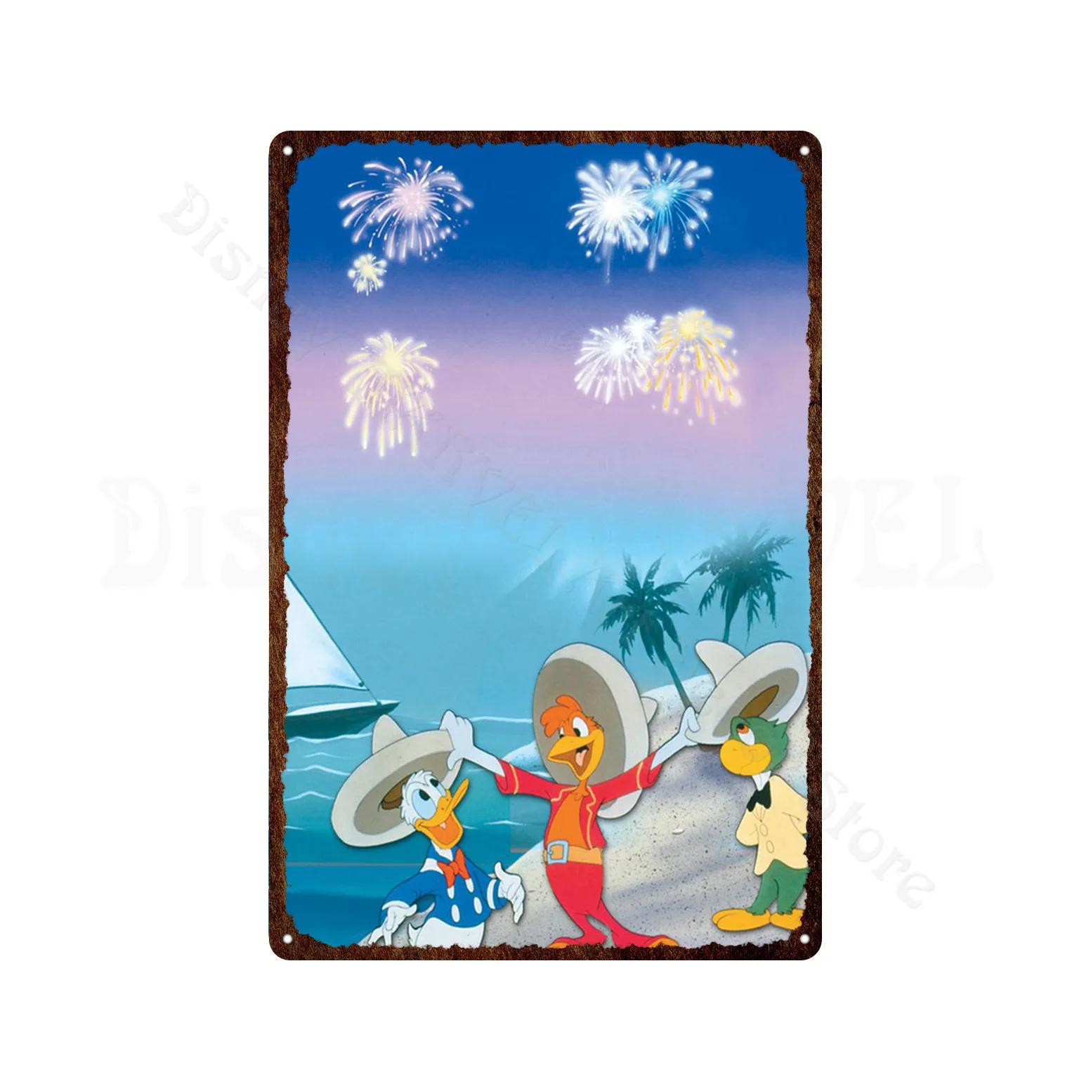

The Three Caballeros Metal Signs Cartoon Movie Funny Ducks Metal Poster Tin Sign Tin Paintings Wall Stickers Retro Decor 20x30cm（7.8x11.8inch）