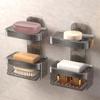 Shower Soap Dish Wall Mounted Toiletries Container Double Layer Drill Free Universal Strong Suction Soap Wall Holder For Bath