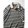 American Knitting Stripes Polo Shirt Men's Short-Sleeved Summer Shirt Loose Clothes Export Menswear T-shirt Collar T-shirt