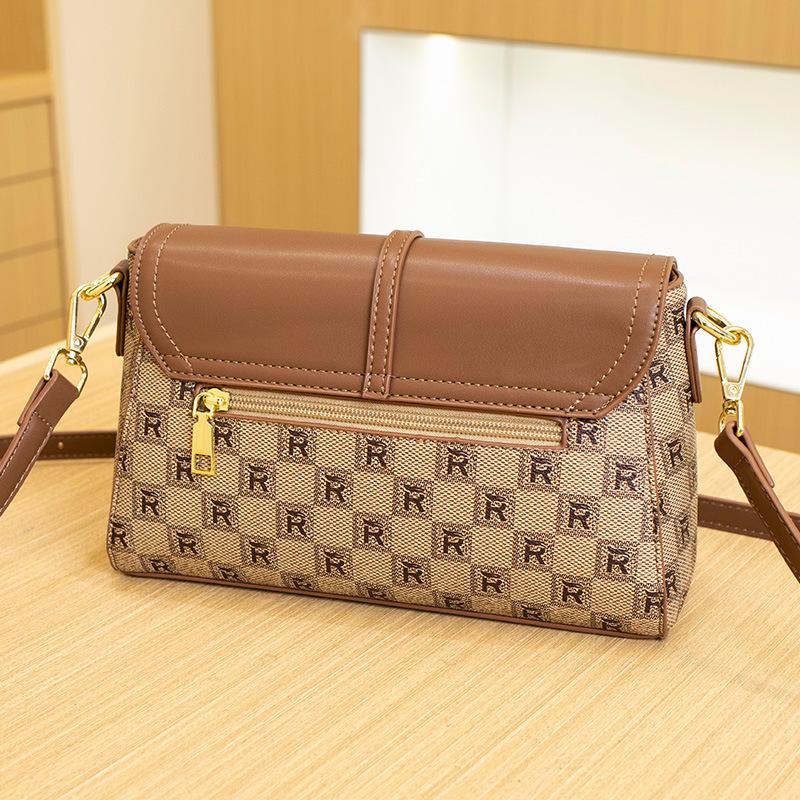 New Crossbody Bag Women's Bag Large Capacity Plaid Shoulder Bag High End Feeling Mother Bag