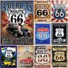 USA Route  Metal Signs Wall Poster Plaque Warning Sign Vintage Iron Painting Decoration for Home Cafe Living Room Club Bar