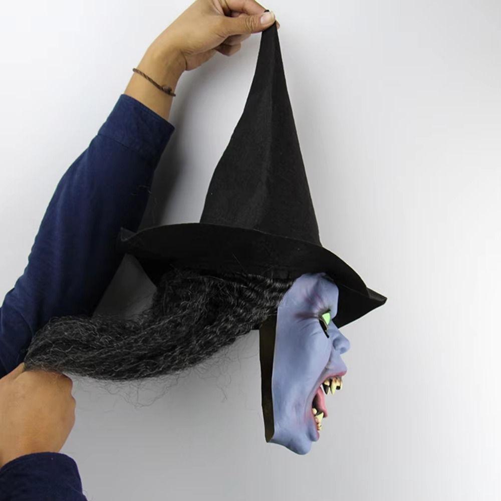 Kreativní Halloweenská čarodějnická maska Prodyšná maska na celou hlavu Halloweenská cosplay maska Strašidelný design Oblečte si čarodějnickou masku s kloboukem