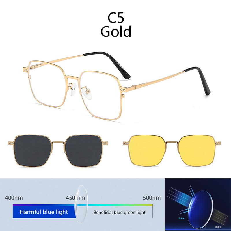 Anti Blue Light Blocking Square Frame 3 In 1 Magnetic Set Myopic Polarized Myopia Sunglasses Prescription Optical Glasses