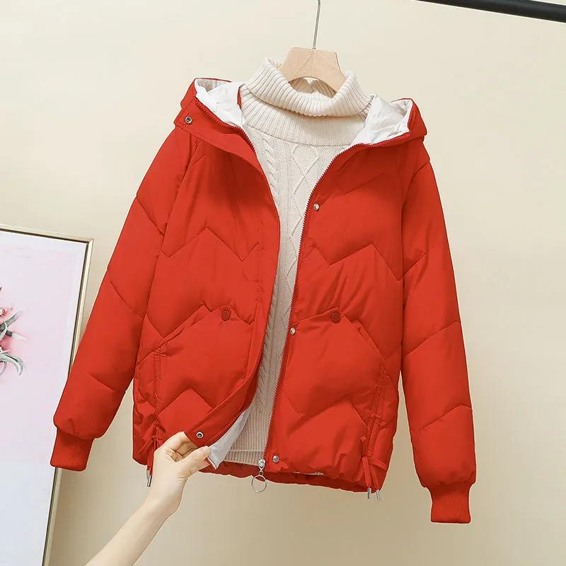 Women's Winter Oversized Thickened Short Warm Jacket with Hood Casual Minimalist Commuter Outwear