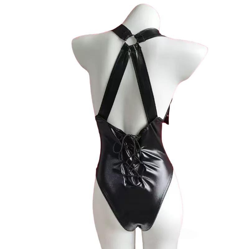 Erotic Lingerie, Patent Leather Strap, Jumpsuit, Adjustable Passion, No Strip, Cosplay, Women's Sexy Seduction Set