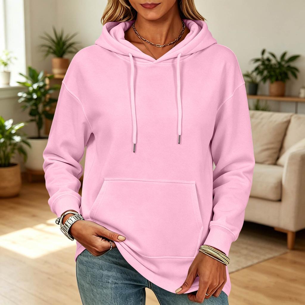 Sweat à capuche de couleur décontracté ample pour femme