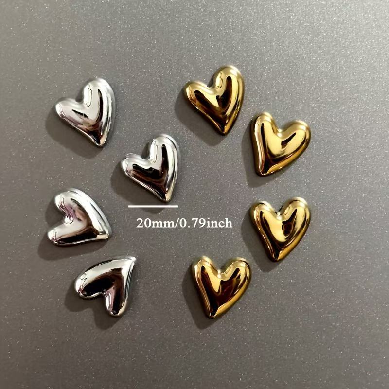 8pcs Electroplated Heart-shaped Refrigerator Magnets, with Photo and Message Attachments, for Home Decoration