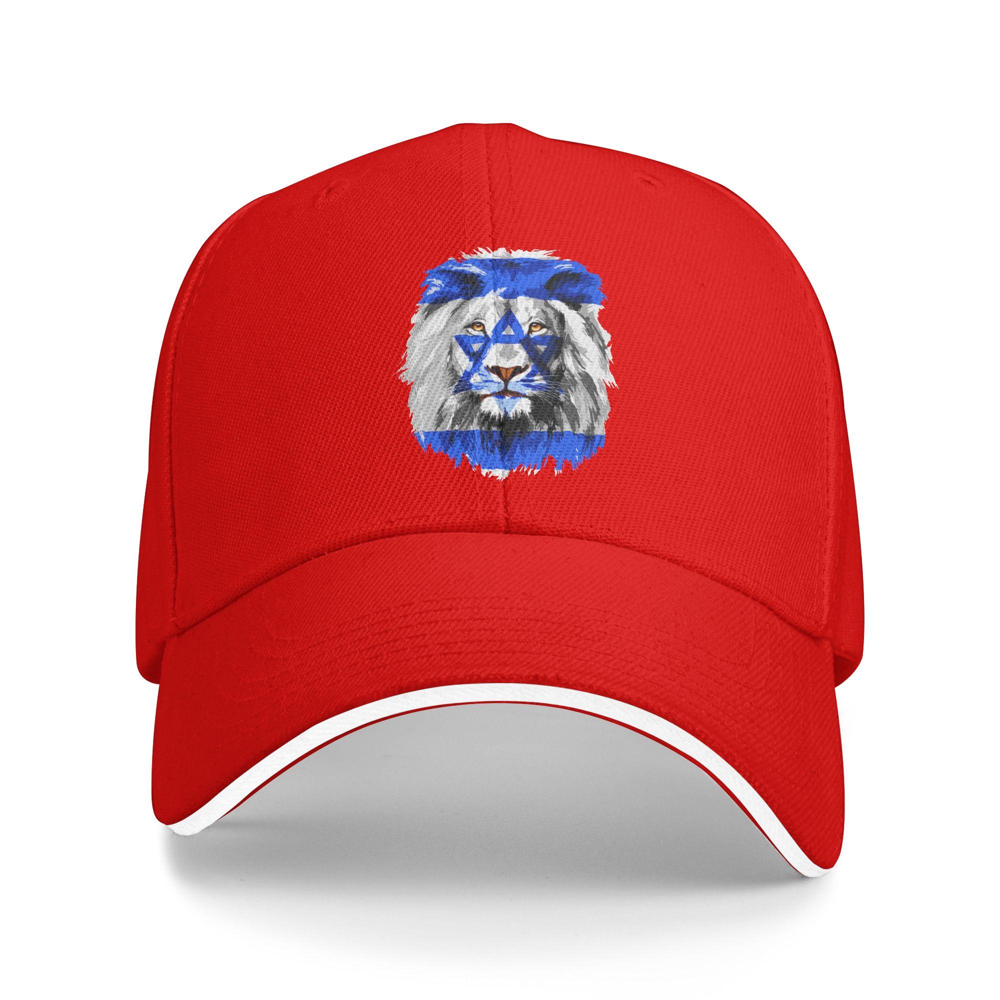 Unisexs Womens Flag of Israel Lion Jewish Israel Flag Outdoor Hat Adjustable Cap New Baseball Cap Sunscreen Hats One Size