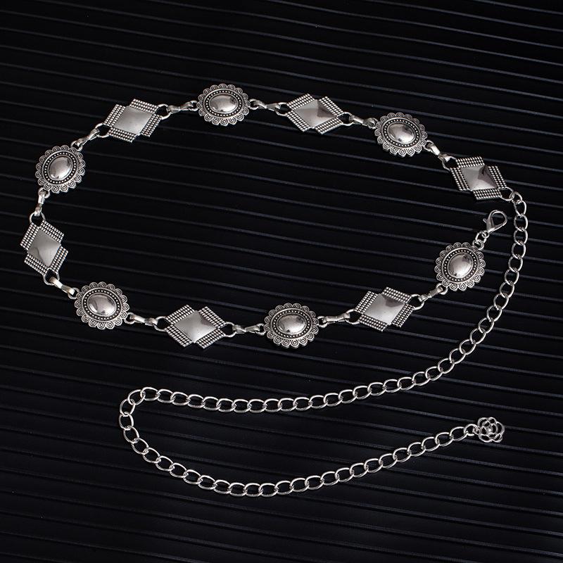 Adjustable Metal Disc Waist Chain Women'S Skirt Accessories Belt Versatile Sweater Chain Bohemian Skinny Waist Seal