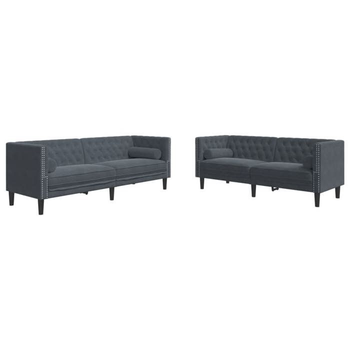VidaXL Ensemble de canapé Chesterfield et traversins 2 pcs gris foncé, canapé, siège de canapé, canapé relax, canapé 3209292