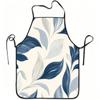 1pc Blue Gray Leaf Print Apron Suitable for Cooking, Gardening & Outdoor Activities - Adjustable Waistband, Durable Easy-Clean Polyester Apron with Le
