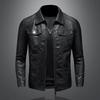 Men's Slim Fit PU Leather Motorcycle Jacket - 2026 Spring/Autumn Korean Style with Fleece Lining