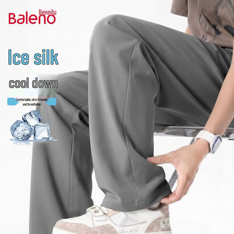 Baleno Men s 2026 Summer Ice Silk Loose Straight-Leg Pants L