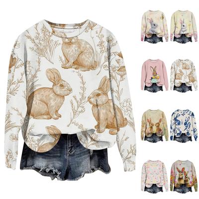 Women's Fashion Printed Long Sleeve Loose Round Neck Sweatshirt Top Fall