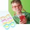 Straw Glasses Funny Soft PVC Glasses Flexible Drinking Straws Kids Party Supplies Bar Supplies Creativity Toy Kids Gift Cup Holders 5