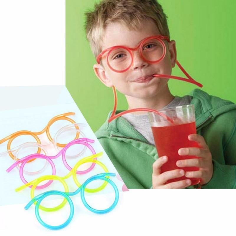 Straw Glasses Funny Soft PVC Glasses Flexible Drinking Straws Kids Party Supplies Bar Supplies Creativity Toy Kids Gift Cup Holders 5