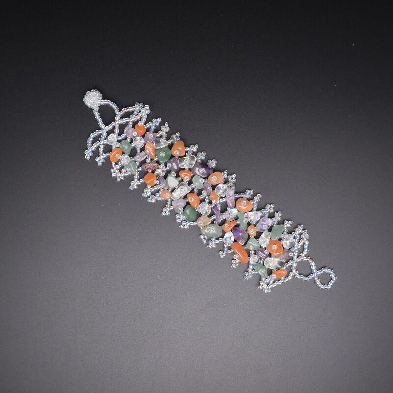 Handmade Bohemian Ethnic Style Beaded Bracelet With Natural Stone Chips Hollow Seed Beads Women Men