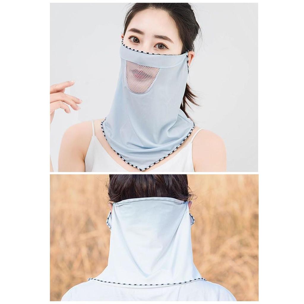 Ice Silk Mask Summer Breathable Mesh Cycling UV Protection Bandana Mask Moister Wicking Outdoor Neck Gaiter Women Face Cover