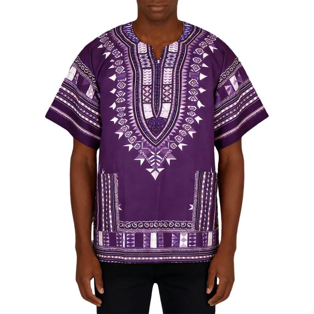 Traditionelles Dashiki-Hemd für Herren Afrikanischer Print Kurzarm Lockerer Schnitt Lässiges Tunika-Oberteil für den täglichen Gebrauch