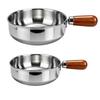 1pc Stainless Steel Pot with Heat-Resistant Wooden Handle - Induction Compatible, Non-Slip Base, Even Heat Distribution Milk Pot