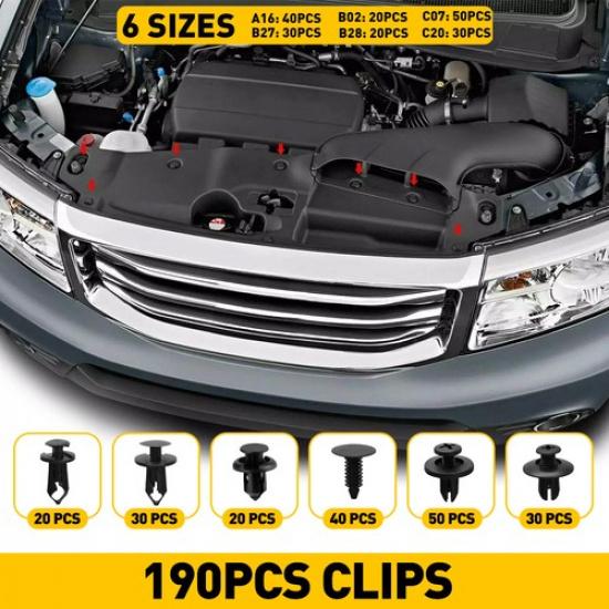 190 шт. Клипса-фиксатор для расширителя крыла и накладки порога Подходит для Jeep Wrangler Unlimited JK