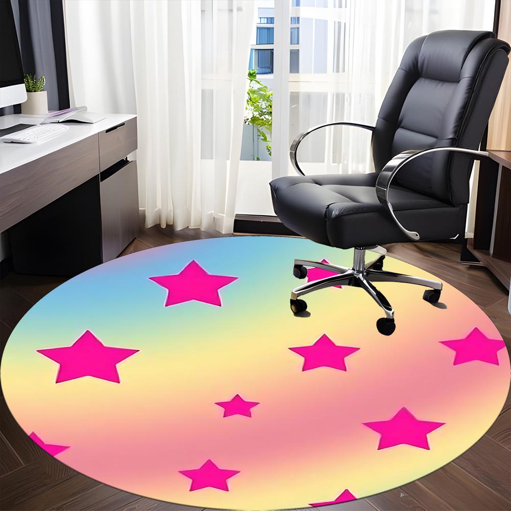 1pc Star PatternChair Carpet for Office, Indoor Non-Slip Washable Polyester Fiber Carpet, Mat For Office, Machine Washable