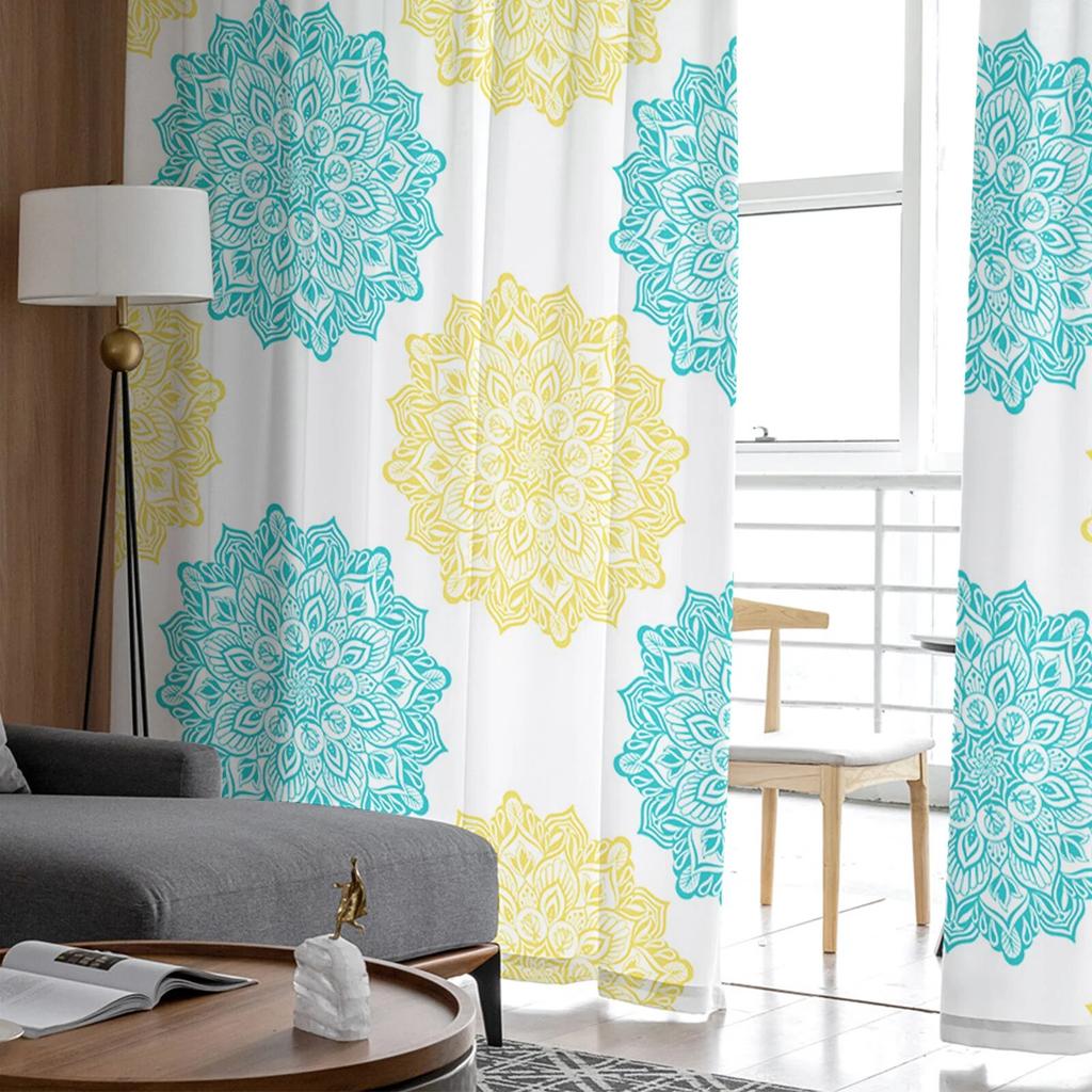 Tekstura wzoru mandali Domowe tiulowe zasłony do sypialni Salon Prześwitujące zasłony z nadrukiem na balkon Letni wystrój domu
