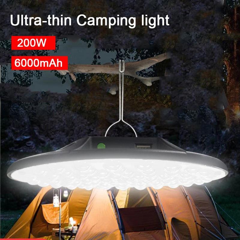 Camping Light Tent Light 200W Rechargeable LED Portable 6000mAh Flashlight Fishing Light Outdoor Work Maintenance Lighting