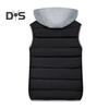 Women Winter Vest Coat Hooded Color Matching Zipper Closure Drawstring Sleeveless Padded Thick Waterproof Windproof Soft Warm Lady Waistcoat
