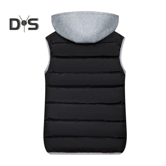 Women Winter Vest Coat Hooded Color Matching Zipper Closure Drawstring Sleeveless Padded Thick Waterproof Windproof Soft Warm Lady Waistcoat
