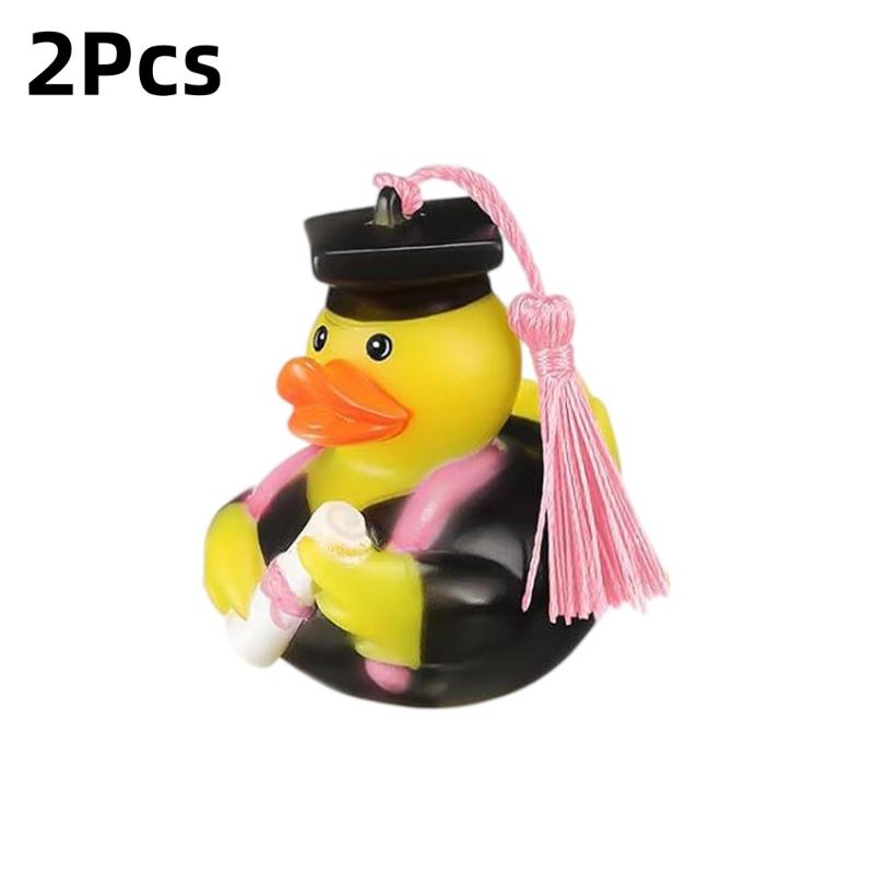 2Pcs Doctor Duck with Top Hat Graduation Party Decorations Cute Gifts Creative Car Ornaments Squeaky Bath Toy
