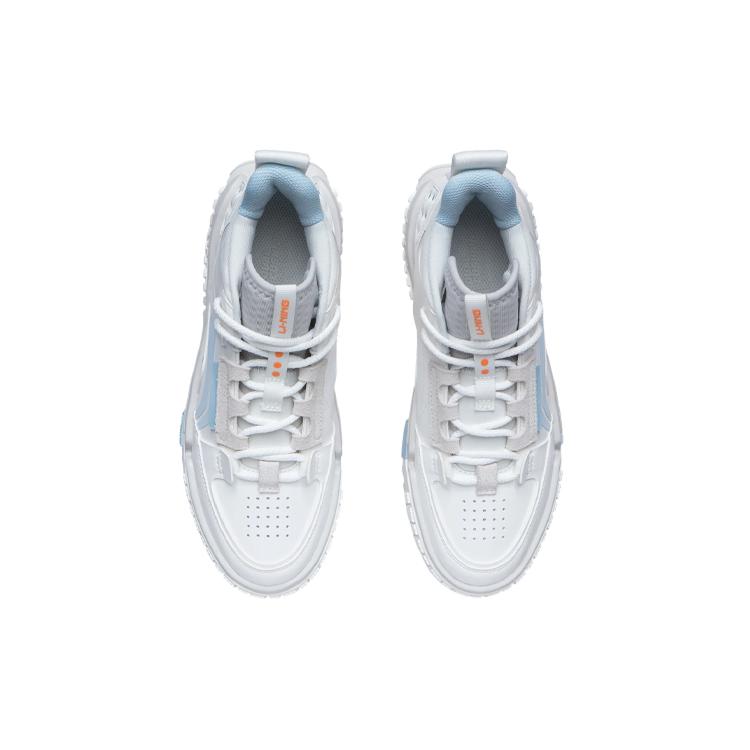 Li Ning NO.258 New Journey Non slip Lightweight Mid top Skateboard Shoes Women's Blue AGCR312-2